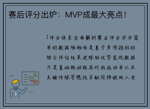 赛后评分出炉：MVP成最大亮点！